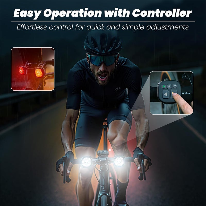 Luvan Smart Bike Light with Remote Controller - Sync Front & Rear LED Light Set, 5 Night & Daytime Mode | Turn Signals | Brake Lights, Rechargeable Bicycle Light for Night Riding, Dog, Running,Scooter - Image 5